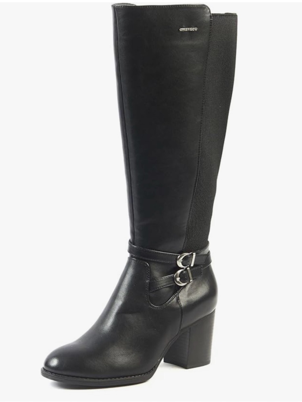 GabyLou Marta Black Women's Knee-High Buckle Boots - wide calf size 9-NWT